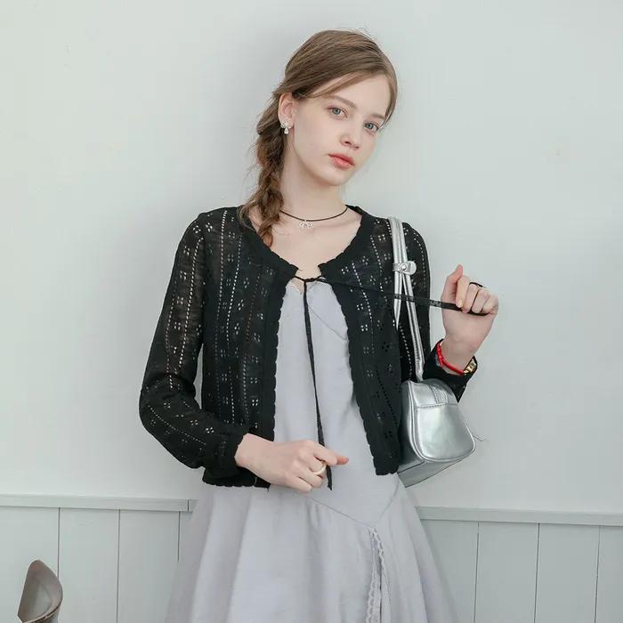 DD_Soft ribbon eyelet cardigan_3color