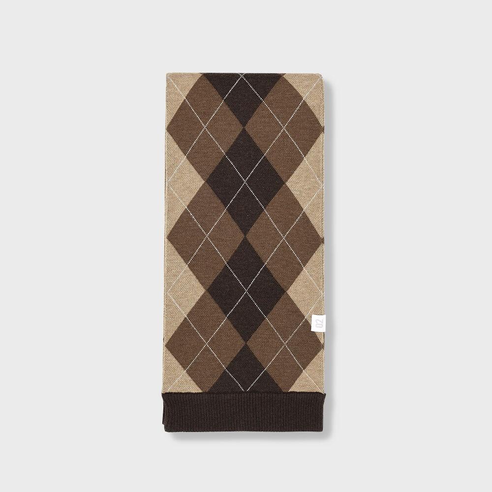 Jacquard argyle muffler [Brown]