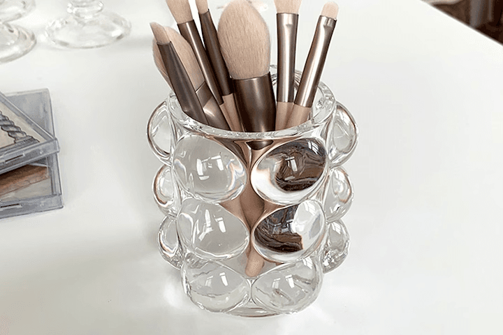 투명유리 연필꽂이 화장품 브러쉬꽂이 정리함