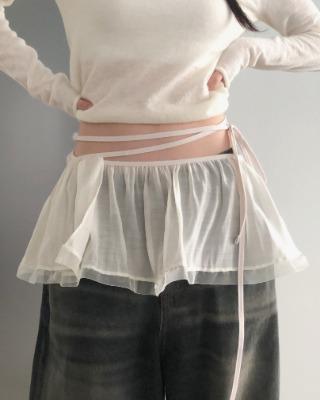 frill chiffon wrap skirt (2ccolor)
