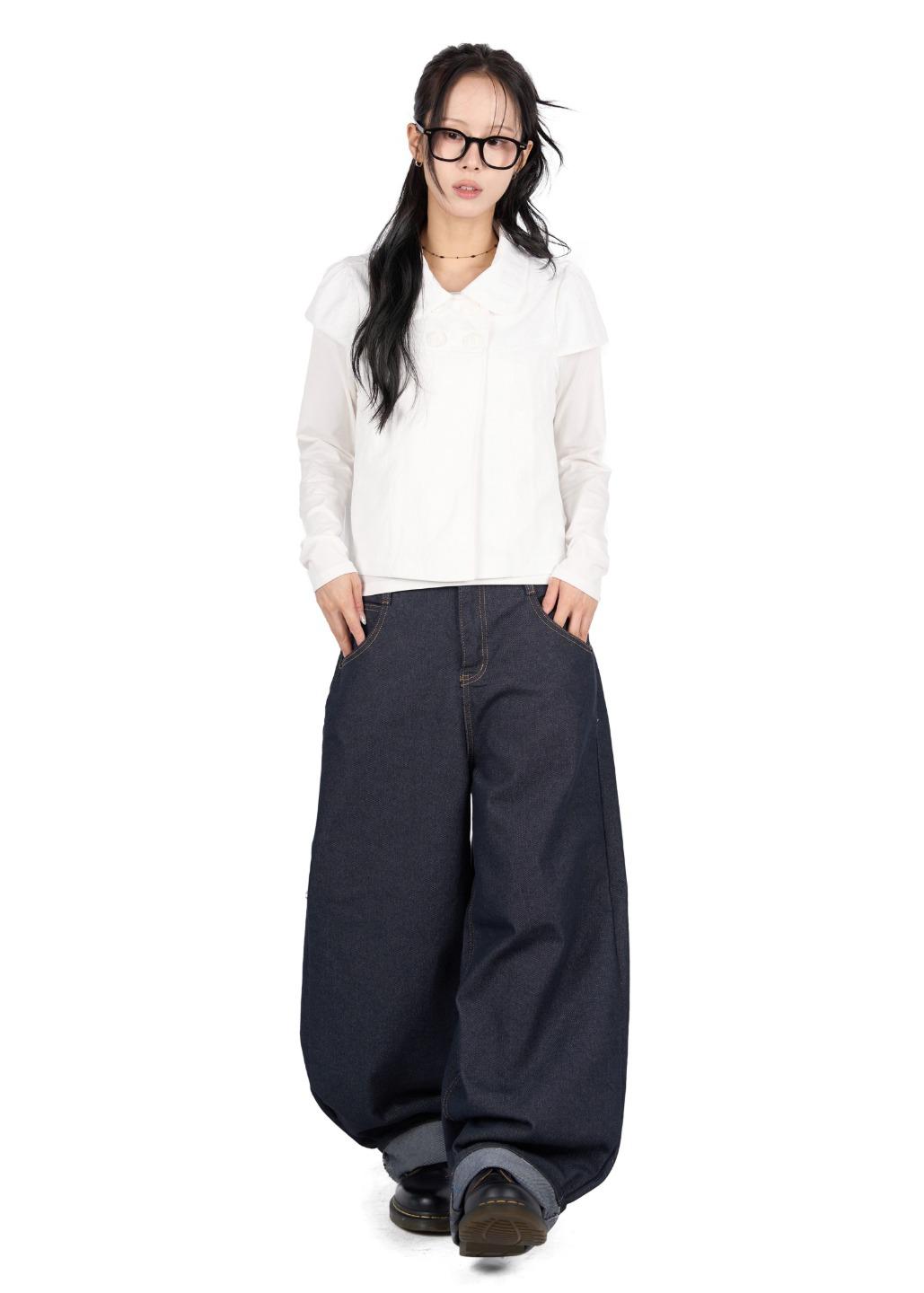LONG TIE RAW JEANS