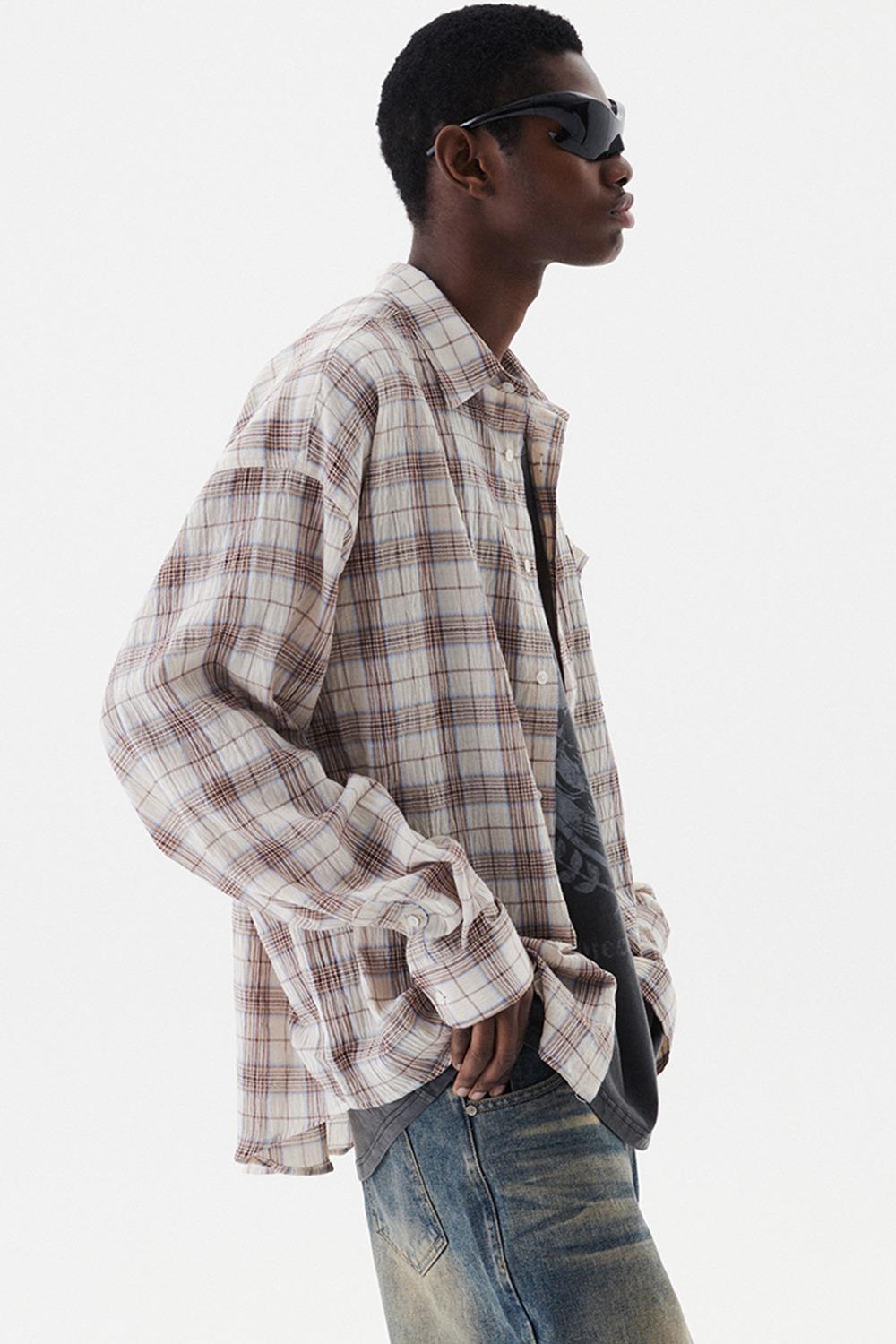 오버사이즈 체크 셔츠 베이지(5월 22일 예약발송)