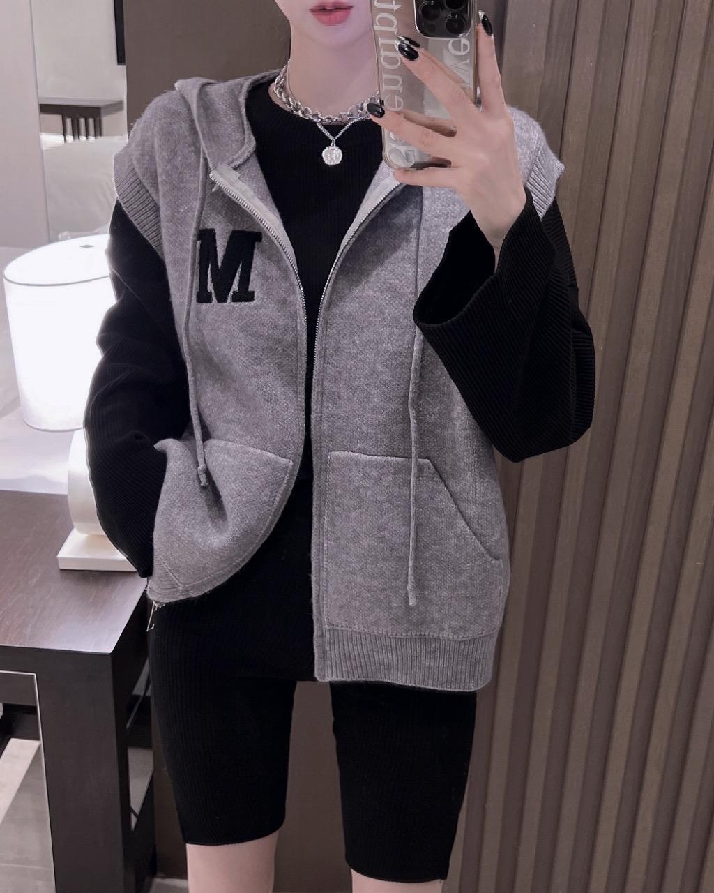M 니트 조끼 후드 집업 - [ 3color ]