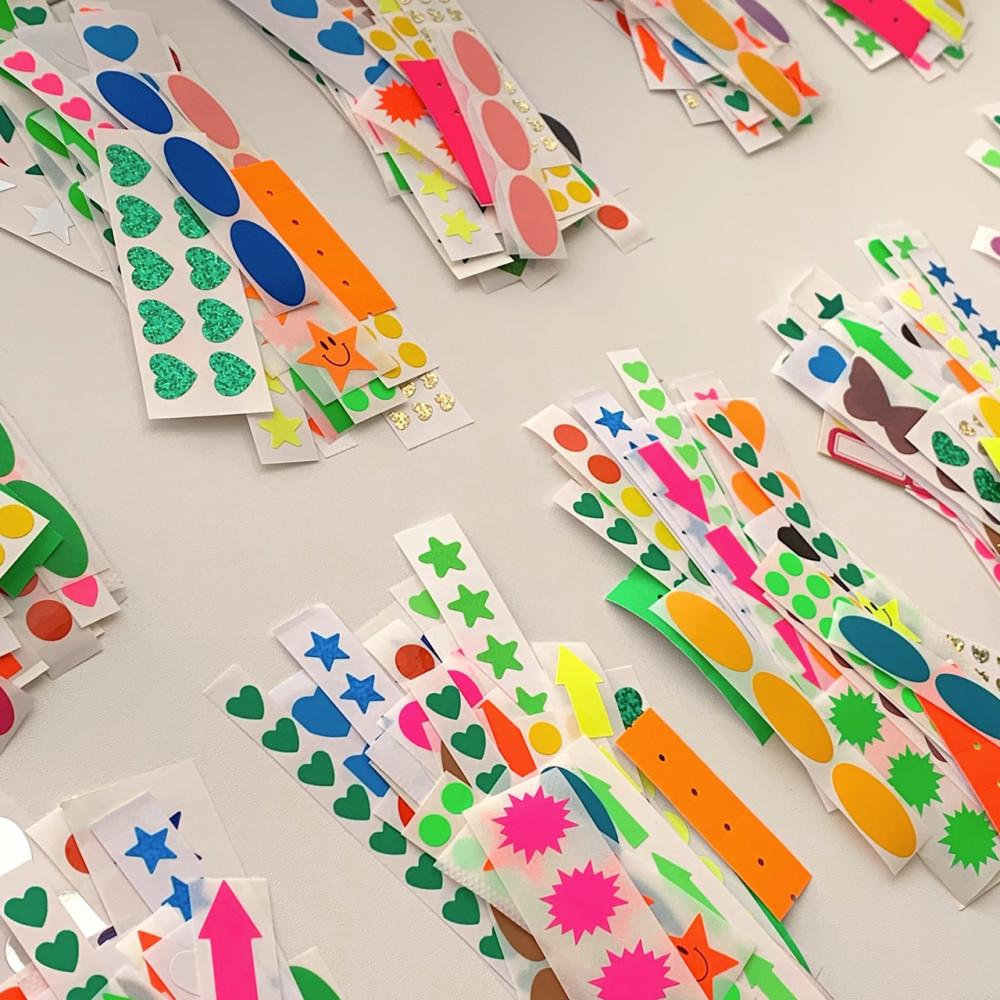 Special sticker pack / 견출지 라벨지 하트 동그라미 별모양 홀로그램 네온 원형 라운드 다이어리 스티커 다꾸 폴꾸