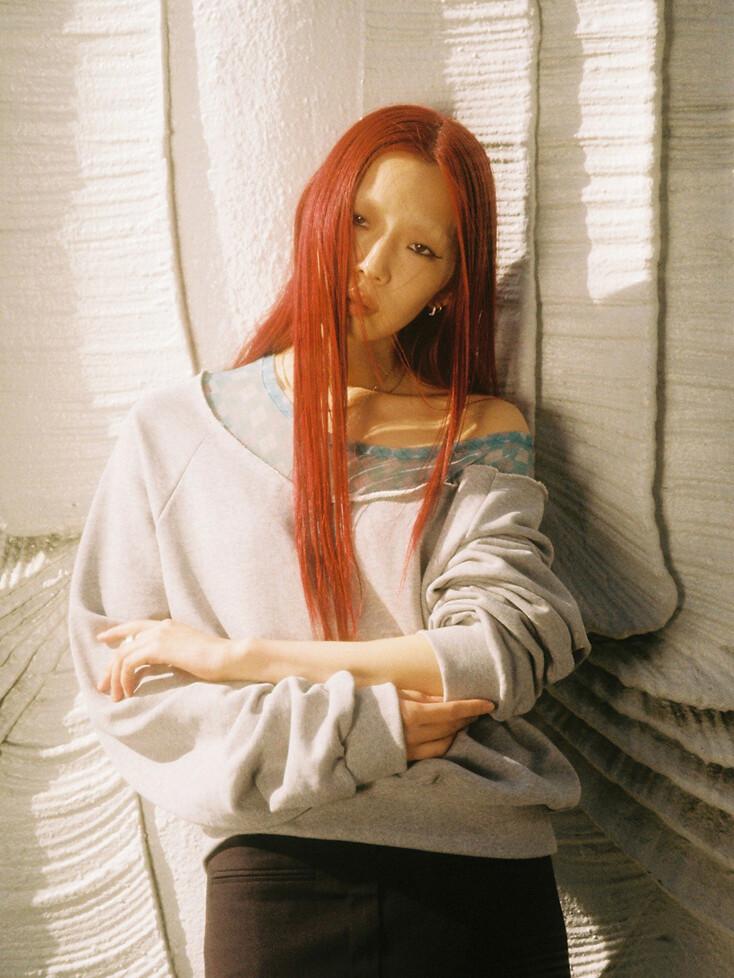 원 숄더 믹스 스웻셔츠 (그레이)