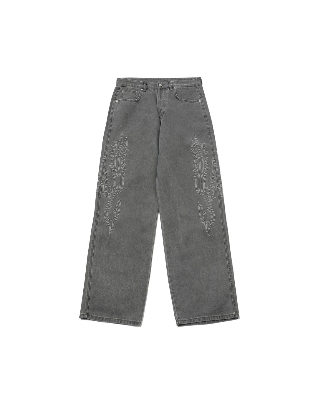 WESTERN STITCHING EMBROIDERY DENIM PANTS(GRAY)