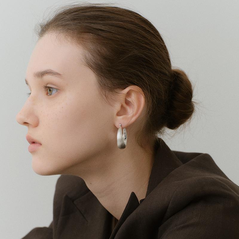 [White gold] Bulky Hoop Earrings