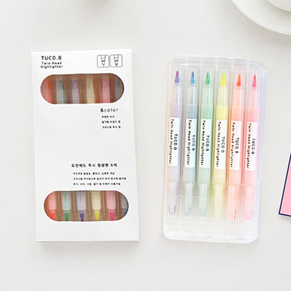 투코비 트윈헤드 투시 형광펜  6color 세트
