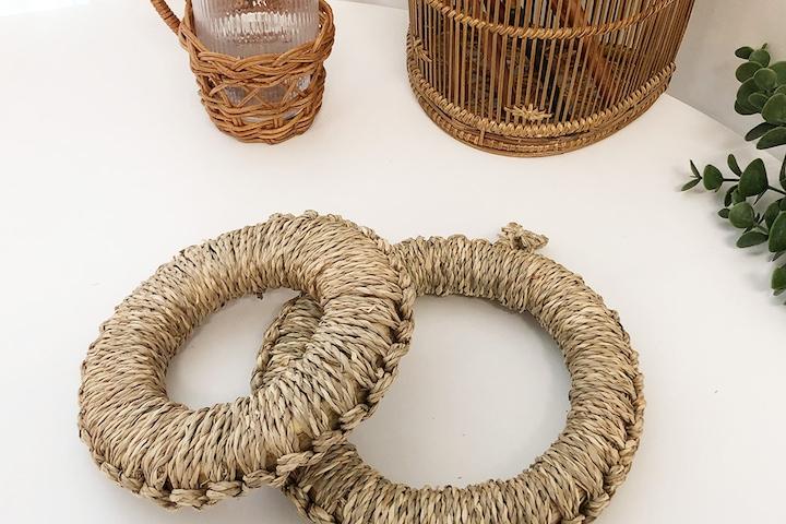 라탄 냄비 받침 우드 짚 수초 해초 왕골 받침대 2size