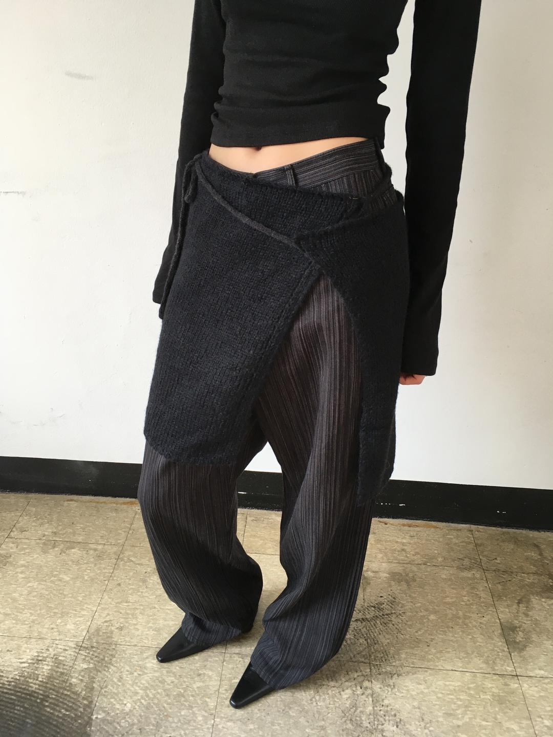 WRAP KNIT SKIRT [BLACK]