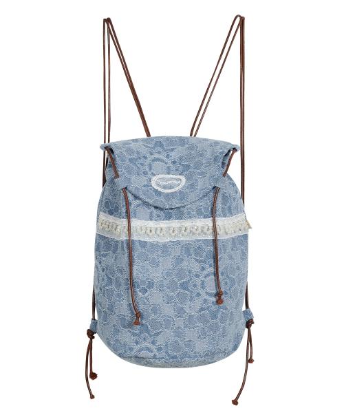 Pearl Trim Denim Bag [Blue]