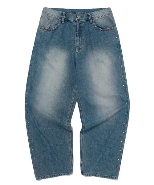 SIDE STUDDED PANTS (L.DENIM)