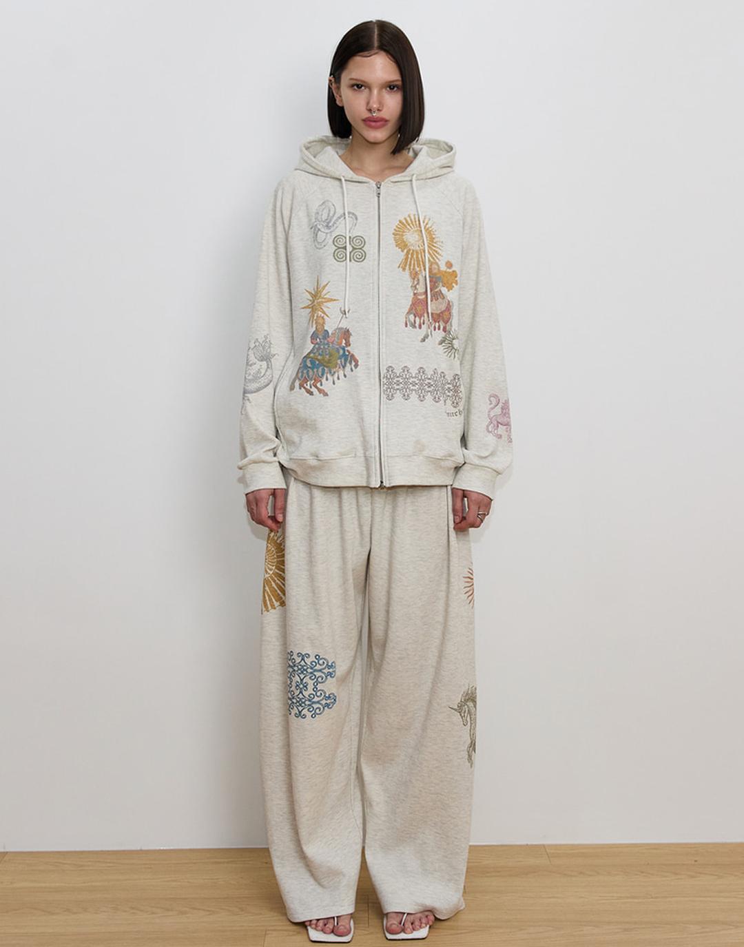 Tarot Waffle Zip-up Hoodie (Ivory)