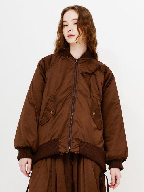 새틴 레오파드 에고 퍼 리버시블 항공점퍼 자켓(브라운)