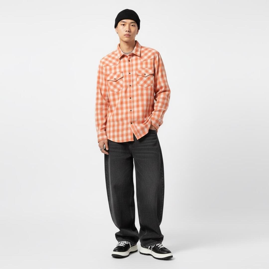 Diesel 디젤 오렌지 체크 셔츠 95~100 (스트릿) | 후루츠패밀리