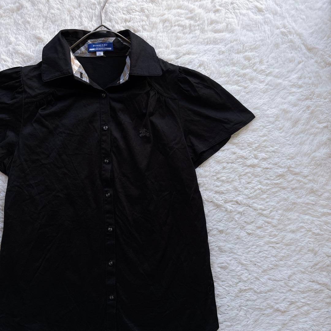 ✨極美品✨ バーバリーブルーレーベル　黒シャツ　ノバチェックM