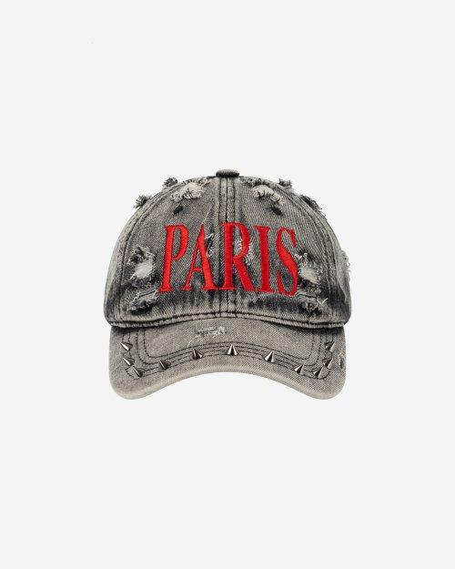 PARIS BALL CAP W/ SPIKES (BLACK DENIM)