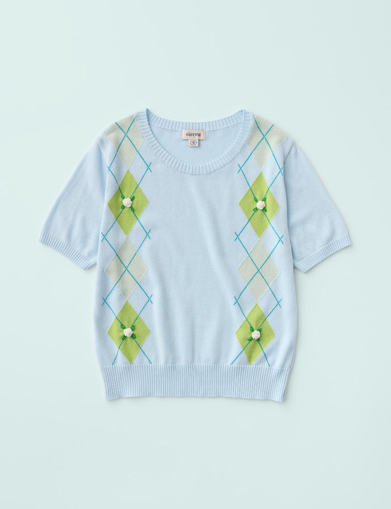 Betty Argyle Modal Knit (Sky blue)