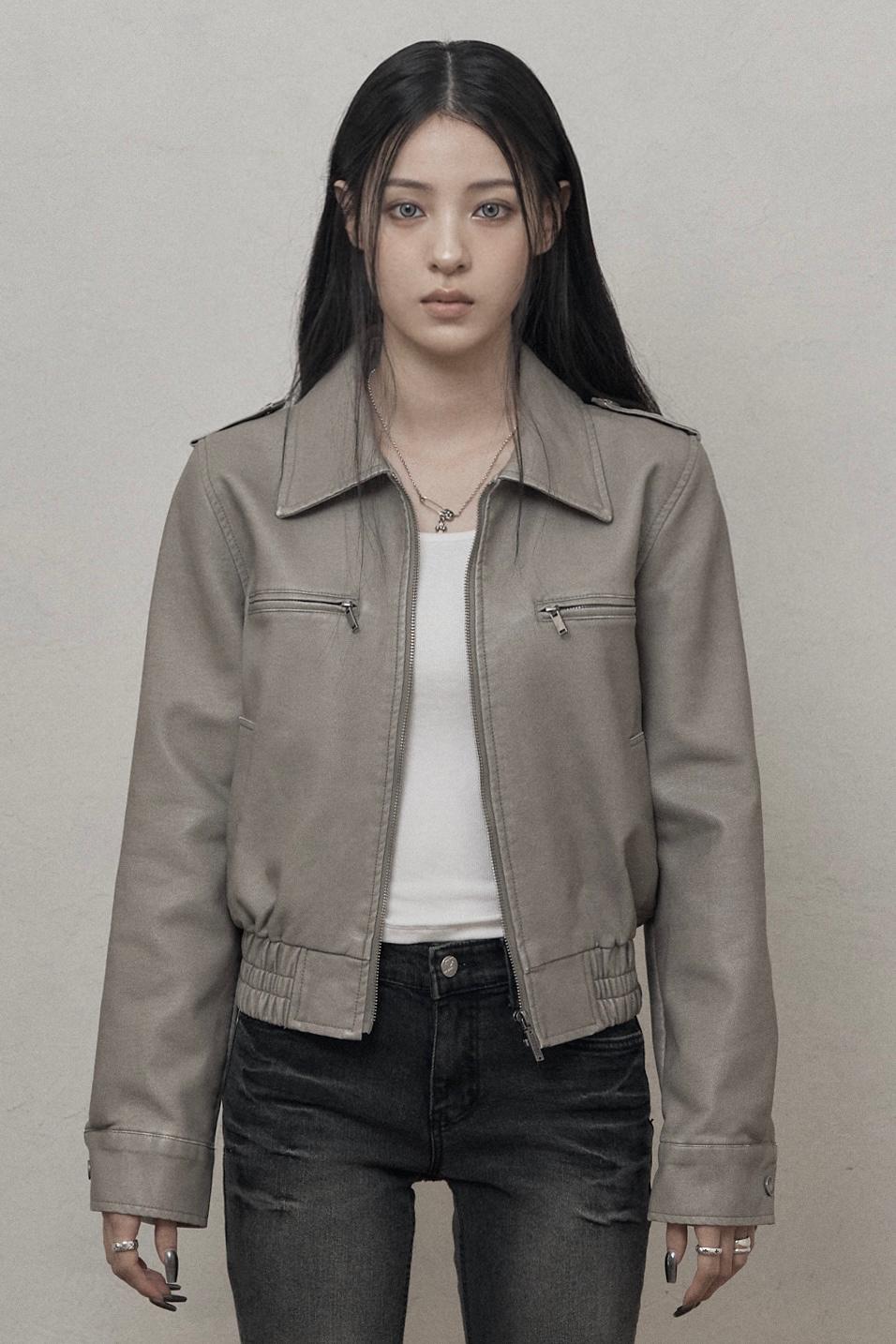 (2nd re-order) Washed Leather Bomber Jacket