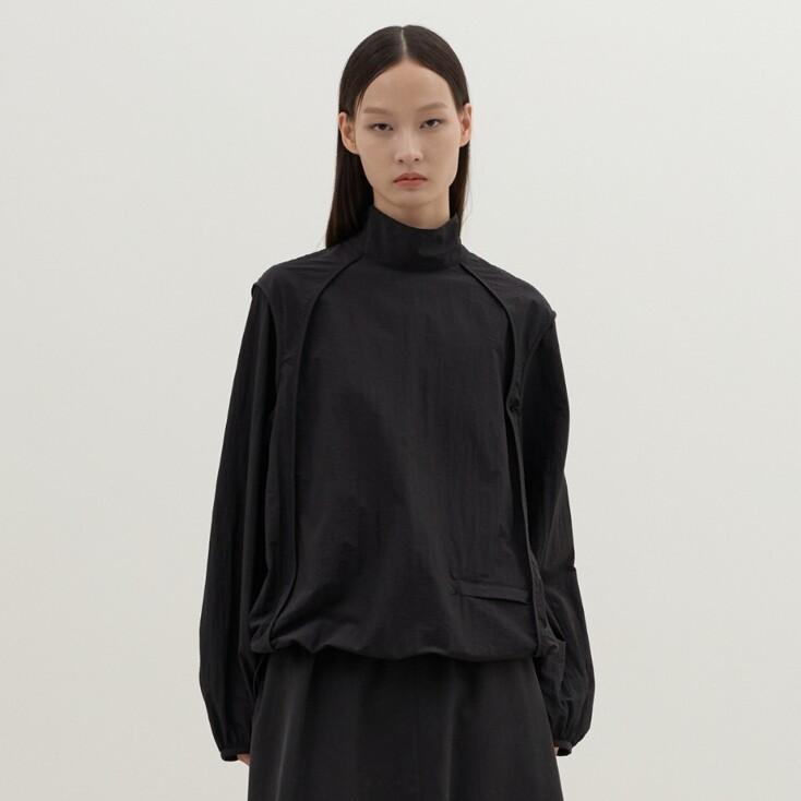 Nylon Shirring Top (Black)