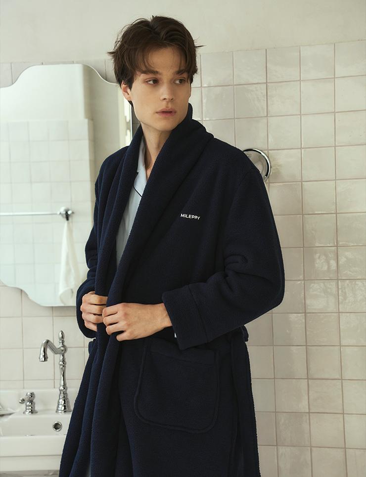 [1차 재입고] Men fleece robe (navy)