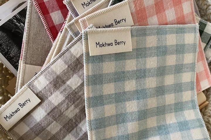 패브릭 컵받침 홈까페 코튼 체크 티코스터10*10 10color