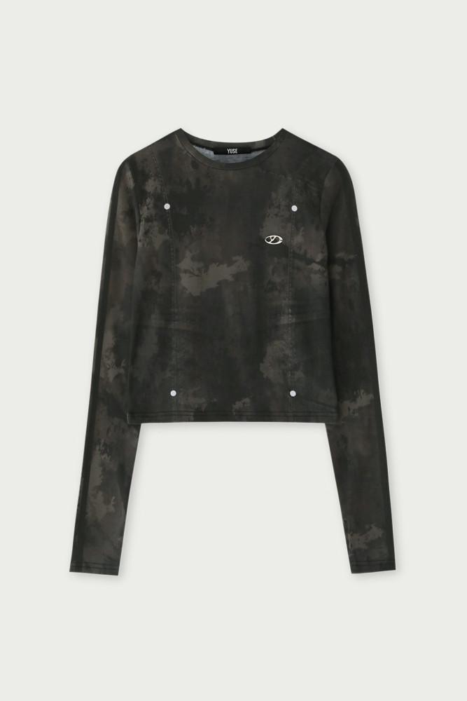 유즈 YUSE CAMO FULL PRINT SLIM ROUND T-SHIRT - KHAKI