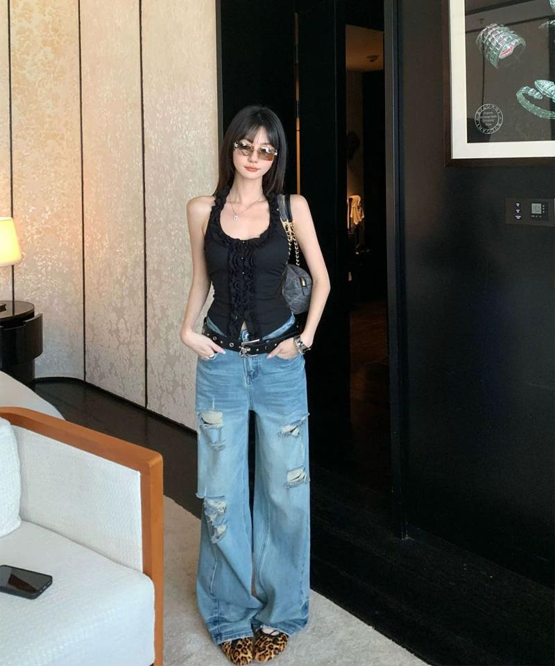 디스트로이드 스트레이트 데님팬츠