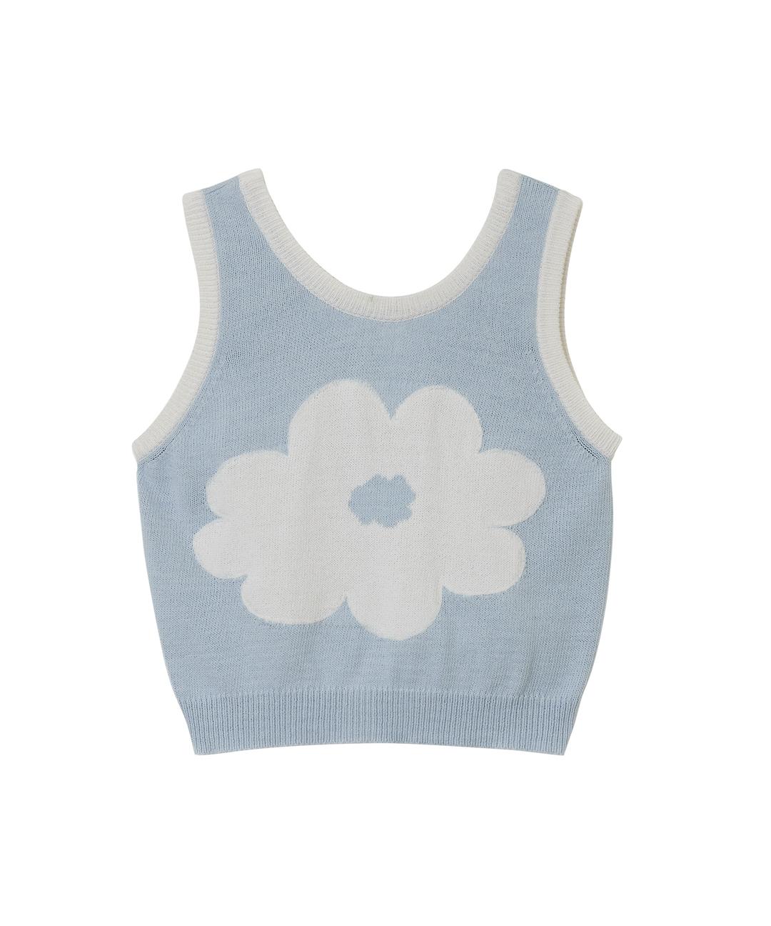FUZZY TWO-WAY KNIT VEST sky blue