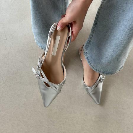 이런 상품 어때요? 실버슬링백 스틸레토슬링백 1cm 스트랩 플랫