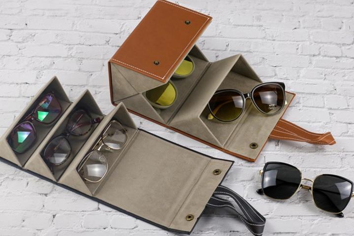 폴딩 가죽 안경케이스 3구 안경집 선글라스 파우치 보관 수납함