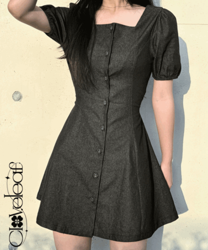 [인기상승/주문⬆️] 리본끈 스퀘어넥 데님원피스