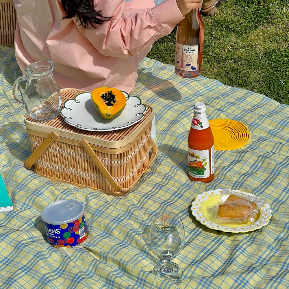 페이퍼가든 자체제작 브리즈 체크 피크닉 매트 방수 캠핑 테이블 대형 돗자리