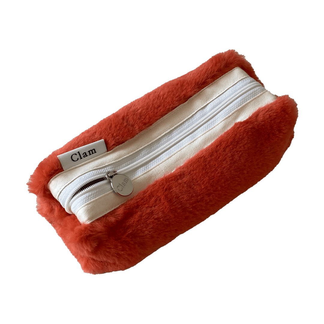 Clam round pencilcase _ Fur Orange
