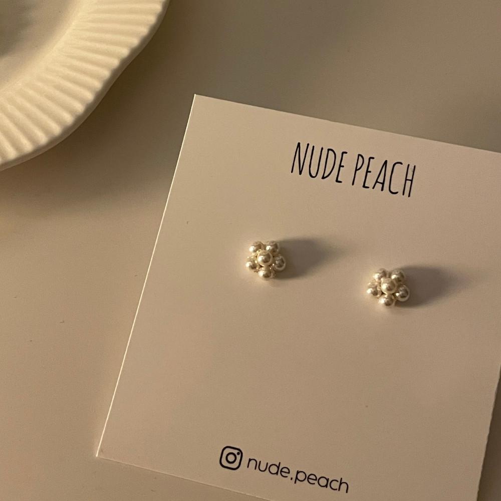 Flower pearl earring 플라워 진주 써지컬스틸 귀걸이