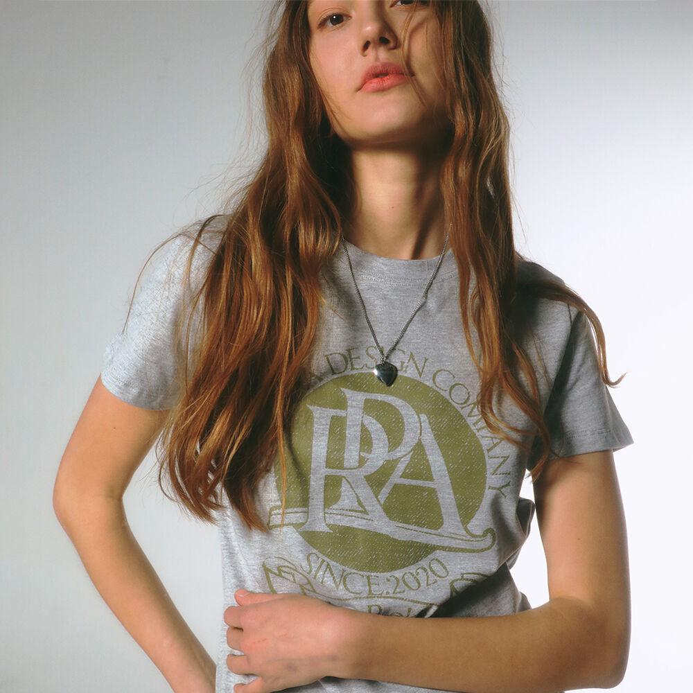 ROUND LOGO CREWNECK TEE GRAY