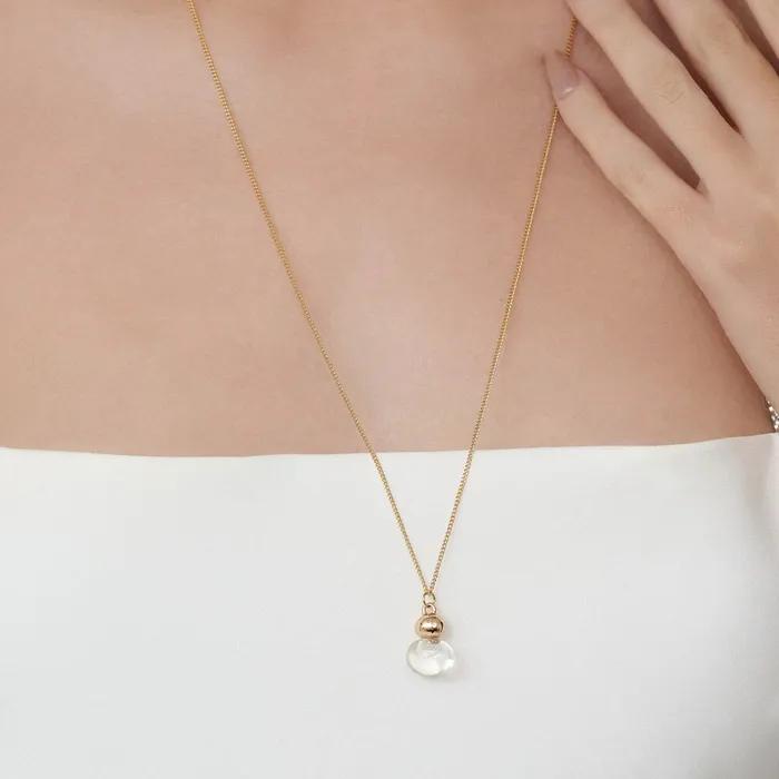 WFN006 Ornament Clear Oval Necklace (2colors)