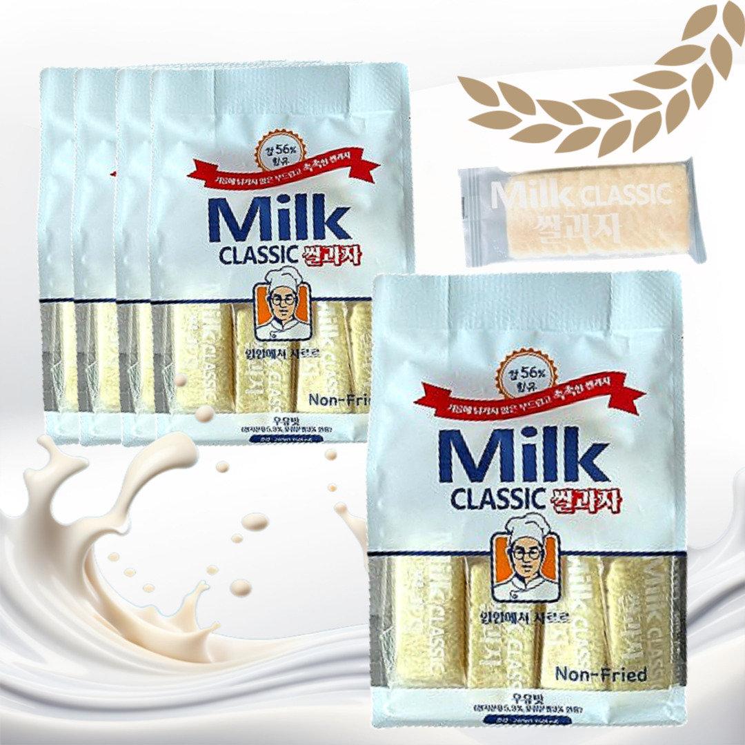 위아더월드 밀크 클래식 쌀 과자 240g 4+1개 부드러운 소포장 녹는 우유 쌀 과자 - 위시버킷