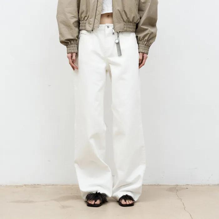 더블 웰트 포켓 탭 와이드 진스 (화이트)