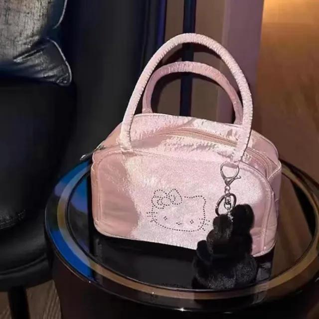 고양이 큐빅 세틴 손잡이 토트백 미니백