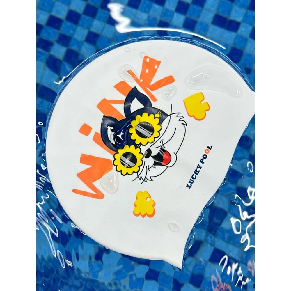 럭키풀 귀여운 고양이 수모 실리콘 수영모 : 리틀라임샵