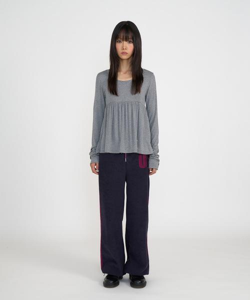 SILKY SCOOPNECK T (STRIPE GREY)