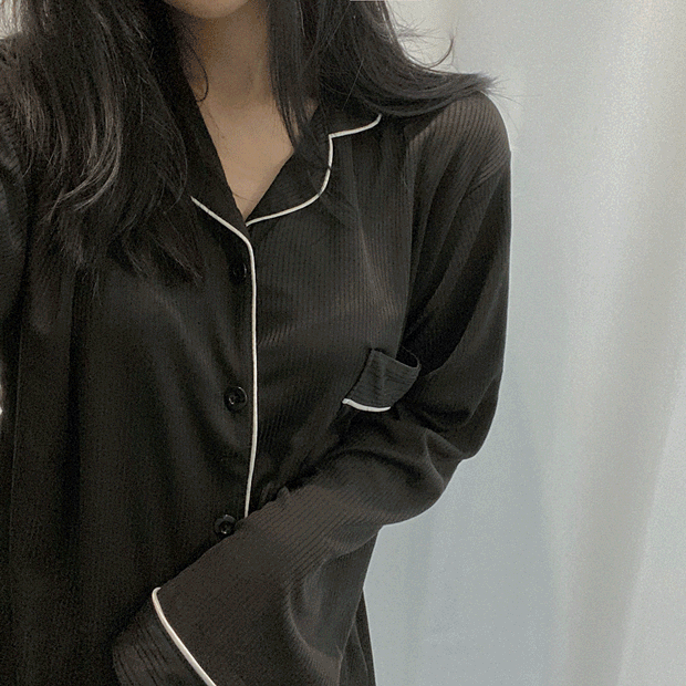 [+반팔/당일/남성size추가] 에브리데이 배색 모던 심플 루즈핏 긴팔 파자마 커플 잠옷 세트/부드러운