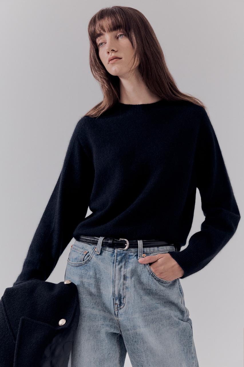 [EXCLUSIVE] WHOLEGARMENT RACCOON CASHMERE SWEATER MIDNIGHT DARK NAVY