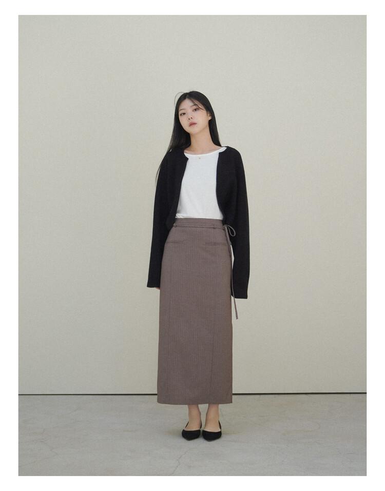 핀 스트라이프 스커트 [모카브라운]