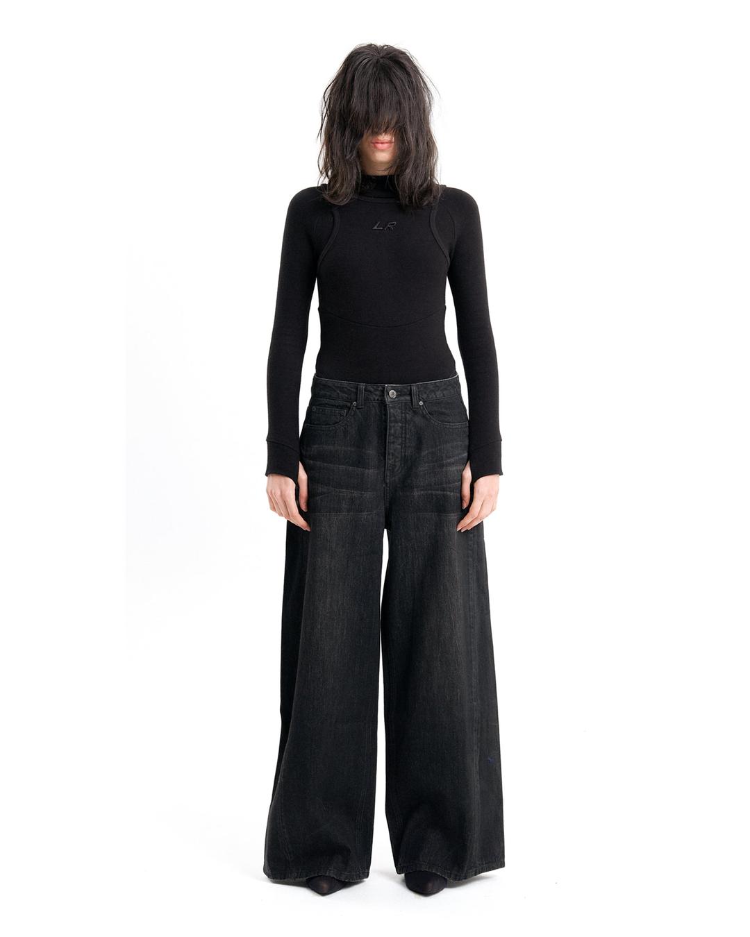 (EMMA) COATED DENIM PANTS - 0 / COATED BLACK