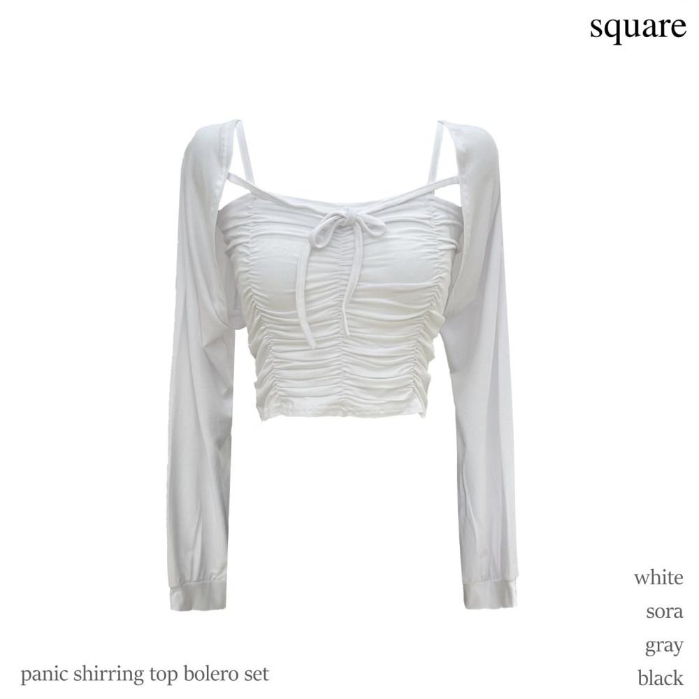 파니 셔링 탑 볼레로 set (4color)