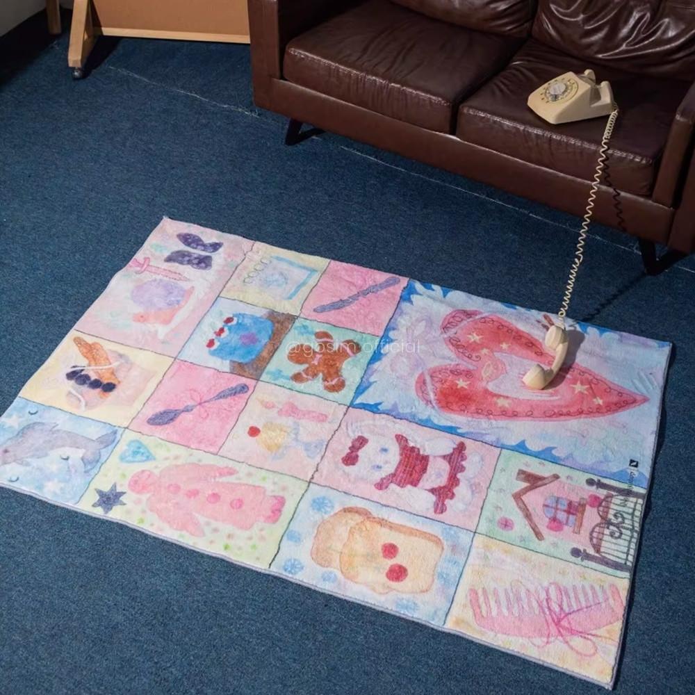고심 키치 패치 러그 발매트 거실 침실 소파 100x150cm