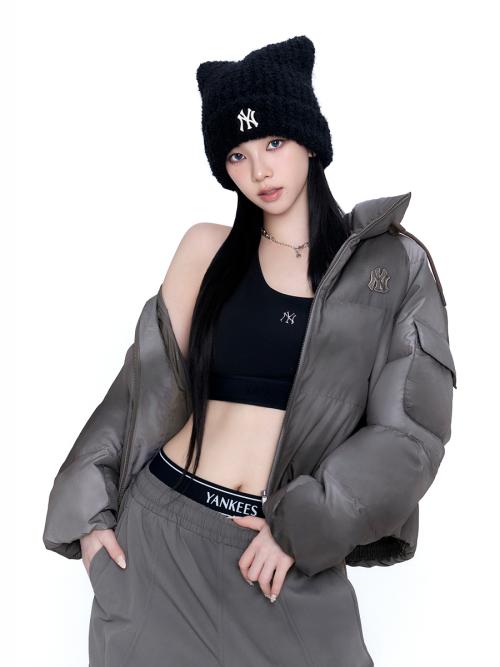 여성 빈티지 크롭 커브패딩 NY (L.Charcoal Grey)