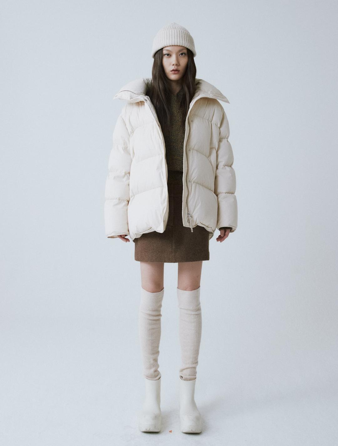 ✨LIVE기념단독특가✨[김지민,장도연 착용] BEIGE HIGH NECK DOWN JACKET